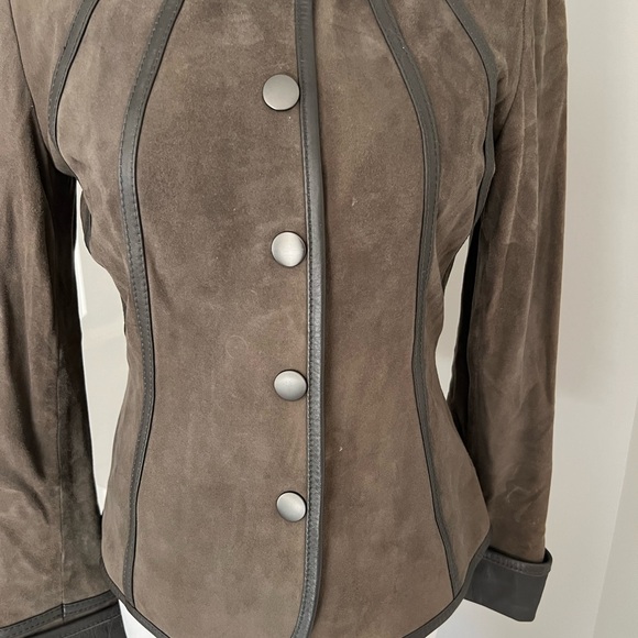 Suede Jacket with Leather Detailing - Picture 3 of 10